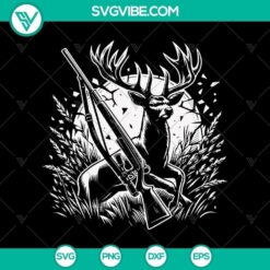 Deer hunting silhouette SVG design for digital crafts, featuring a detailed deer outline. Ideal for hunting enthusiasts and outdoor-themed projects.