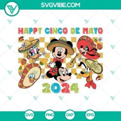 Disney Cinco De Mayo 2024 SVG featuring Mickey & Friends in festive attire with vibrant colors and Mexican motifs.