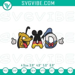 Disney Father’s Day embroidery files featuring Mickey & Dad design pattern, ideal for DIY crafting projects.