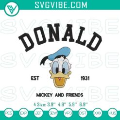 Donald Duck Stitch Pattern embroidery design featuring Mickey & Friends characters.