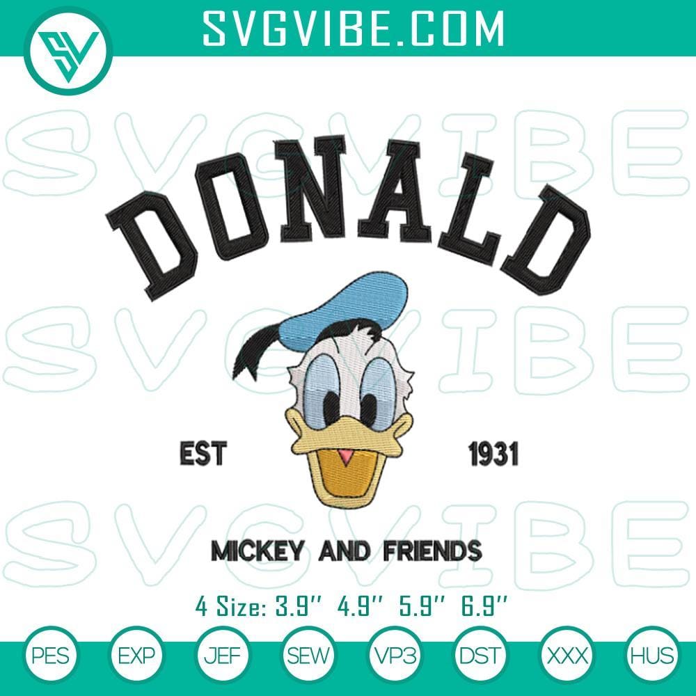 Donald Duck Stitch Pattern, Mickey & Friends Embroidery Design Donald Duck Stitch Pattern embroidery design featuring Mickey & Friends characters.