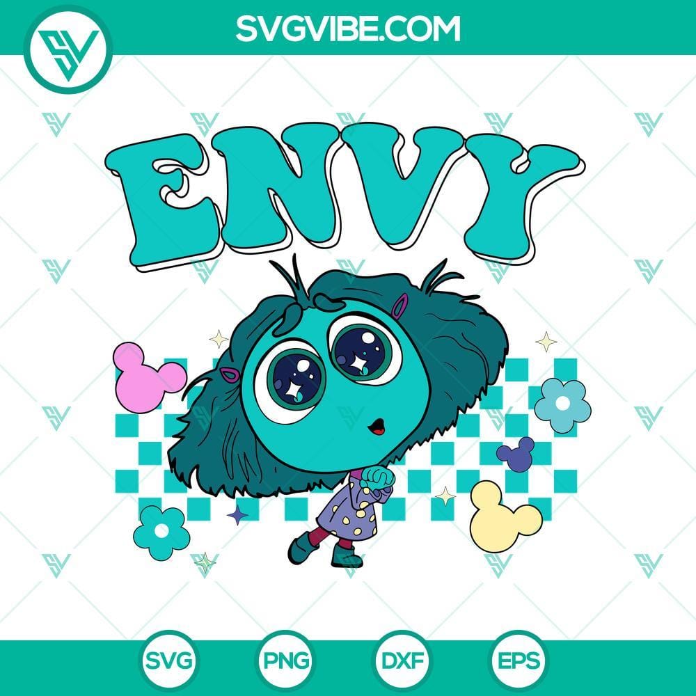 Envy SVG, Inside Out 2 Envy SVG PNG Envy SVG design for Inside Out 2 movie logo. Green and yellow emotion character illustration in PNG format.