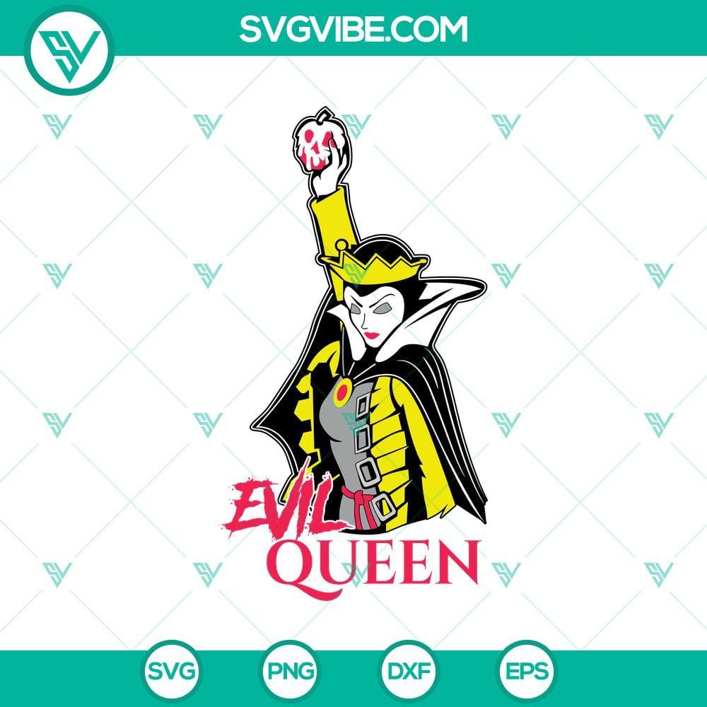 Evil Queen Disney SVG File, Snow White Villain PNG Cut Evil Queen Disney SVG file and Snow White villain PNG cut design for crafting projects.