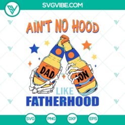 Father and son bonding over funny dad life and beer in SVG format for digital use. Ideal for father's day projects.