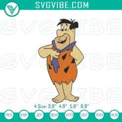 Flintstone Fred embroidery design, vintage cartoon machine file, featuring popular animated character in colorful stitching.