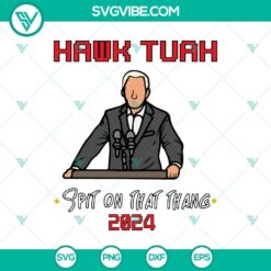 Joe Biden-themed humorous SVG design with a hawk wearing aviators and "Spit on That Thang 2024" text, perfect for 2024 trends and memes.