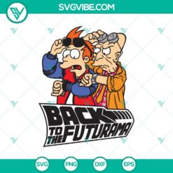 Futurama and Back To The Future crossover SVG PNG pack with iconic characters in a futuristic design.