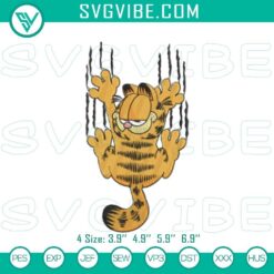 Garfield cartoon cat embroidery design files with lazy cat pattern for machine embroidery. Perfect for cat lovers.