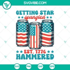 Star Spangled Est 1776 Hammered SVG design for 4th of July celebration. Perfect Fourth of July SVG for patriotic crafts.