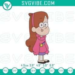 Gravity Falls Mabel Pines embroidery designs featuring Disney cartoon character files perfect for crafting projects.