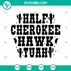Half Cherokee Hawk Tuah, Hawk Tuah '24, Spit On That Thing SVG design with geometric shapes and typography, perfect for digital projects.