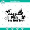 Disney-themed bride and groom SVG design with Magic Kingdom castle in the background, perfect for newlyweds celebrating at the theme park.
