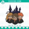 Chibi Harry Potter characters embroidery patterns, cute wizarding world stitch files with friends, magical designs for crafts.