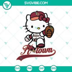 Hello Kitty Astros H-Town & Houston Texas SVG with baseball themed design, perfect for fans.
