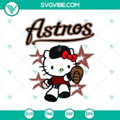 Hello Kitty Astros MLB logo SVG featuring Baseball Kitty Houston design. Fun, vibrant sports graphic for baseball fans.