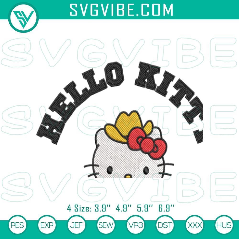 Hello Kitty Cowgirl and Texas Embroidery Patterns Hello Kitty cowgirl and Texas embroidery patterns, Western-themed designs for digital files. Great for crafting projects.