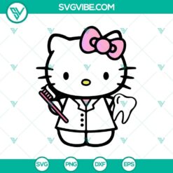 Hello Kitty dental SVG and tooth PNG cut files for dentists, featuring cute Hello Kitty design perfect for dental projects.