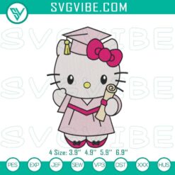 Hello Kitty graduation stitch patterns featuring cute Sanrio grad cap design, perfect for crafting projects.