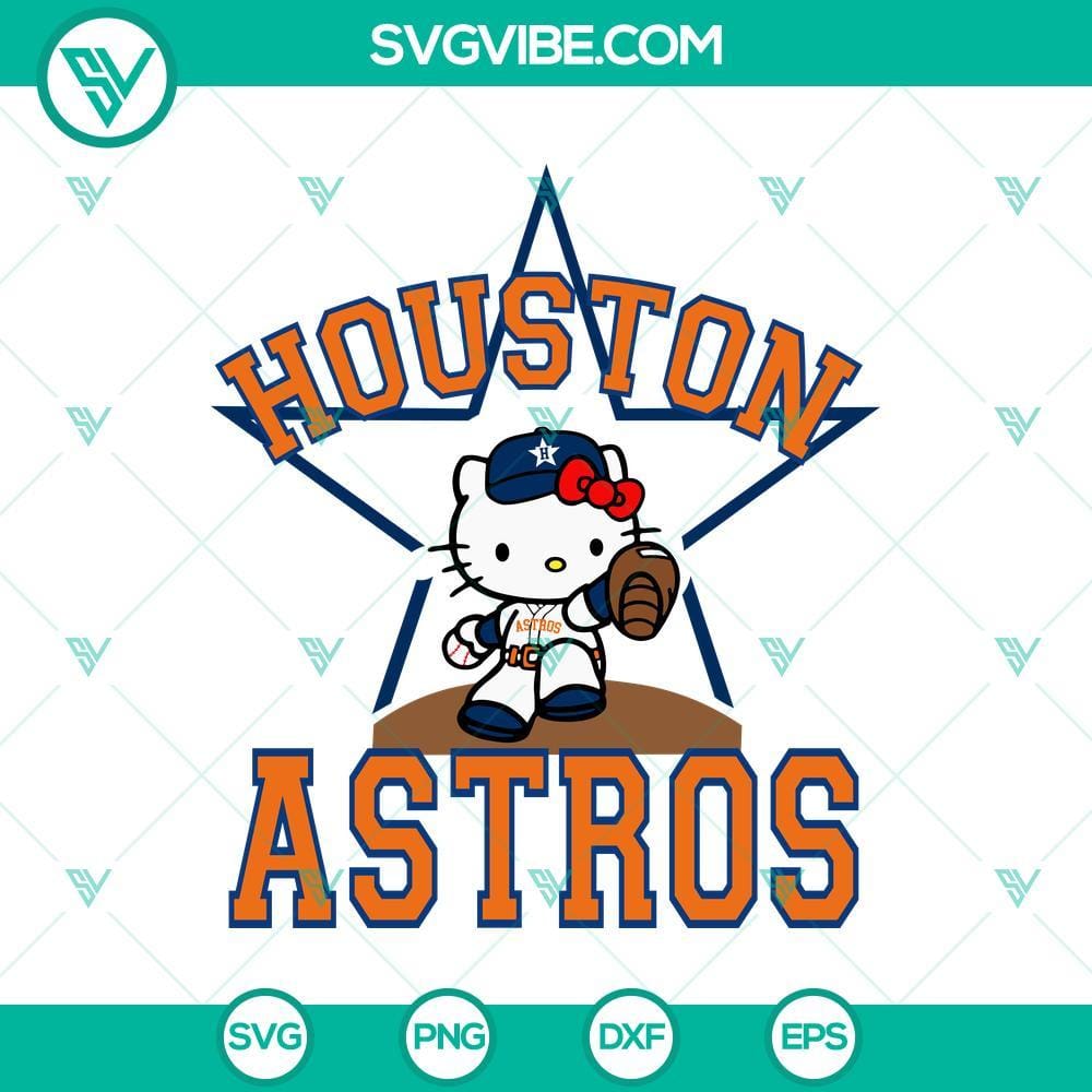Hello Kitty Houston Astros Baseball SVG PNG Design Hello Kitty Houston Astros baseball SVG PNG design with cute character wearing team cap, great for fans merchandise.