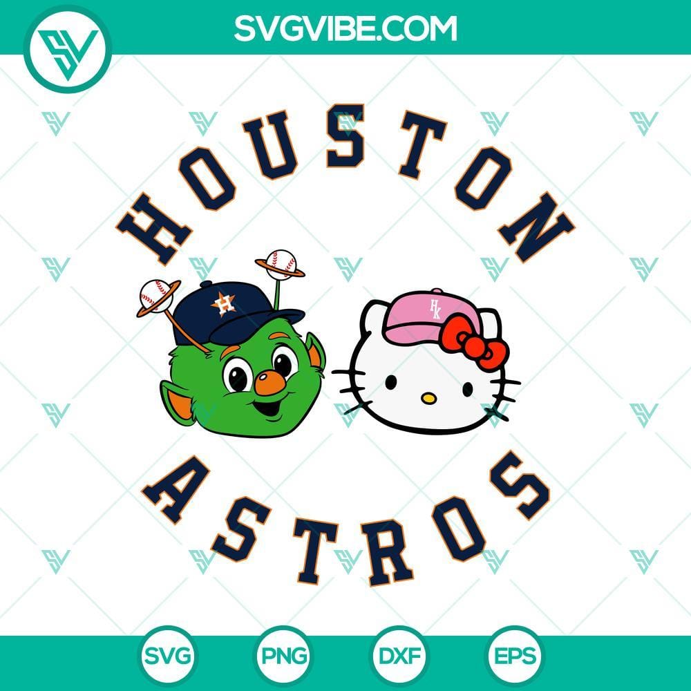 Hello Kitty & Houston Astros Orbit Vector, Astros Mascot & Kitty SVG Hello Kitty & Houston Astros Orbit Vector, Astros Mascot & Kitty SVG: Cartoon illustrations of Hello Kitty and the Houston Astros mascot in vector format.