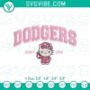 Hello Kitty LA Dodgers pink baseball embroidery design featuring a sports & Sanrio mashup, perfect for fans of both teams.