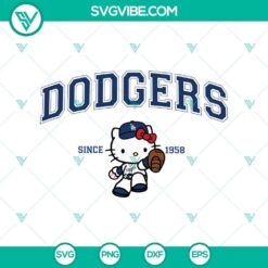 Hello Kitty LA Dodgers themed vector graphic SVG featuring Hello Kitty in LA Dodgers attire, perfect for fans and collectors.