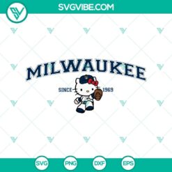 Hello Kitty MLB Brewers logo design in vector file formats SVG, PNG, DXF, EPS. Perfect for Brewers and Hello Kitty fans. Great for crafts and apparel.