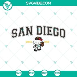 Hello Kitty MLB San Diego Padres logo in SVG, PNG, DXF, EPS formats with cute Hello Kitty design integrated with the baseball team's branding.