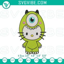 Hello Kitty Monsters Inc. Embroidery Patterns, Disney Pixar Character File