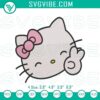 Hello Kitty peace symbol stitch pattern, cute cat embroidery design, perfect for crafts and sewing projects.