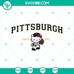 Hello Kitty Pittsburgh Pirates MLB logo in SVG, PNG, DXF, EPS formats for digital use. Perfect for baseball fans and crafting projects.