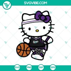 Hello Kitty Sacramento Kings basketball team logo themed SVG and PNG cut files for crafting and projects.
