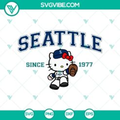 Hello Kitty Seattle Mariners MLB logo in SVG PNG DXF EPS format for digital use.