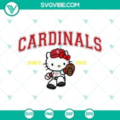 Hello Kitty St. Louis Cardinals MLB logo in SVG PNG DXF EPS format, adorable fan art design for craft projects.