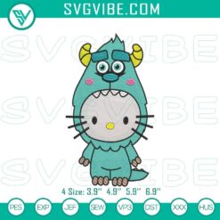Hello Kitty and Sulley Monsters Inc. embroidery pattern featuring James P. Sullivan design, creative stitching for crafts and hobbies.