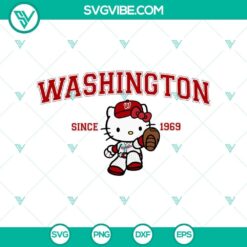 Hello Kitty Washington Nationals MLB logo design in SVG, PNG, DXF, EPS formats for crafting.