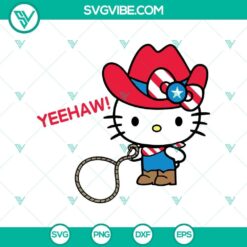 Hello Kitty Western Style SVG with Cowboy Hat, American Cowgirl design for digital products.