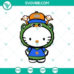 Hello Kitty x Houston Astros Orbit Mascot baseball SVG design with vibrant colors and playful characters, perfect for baseball fans.