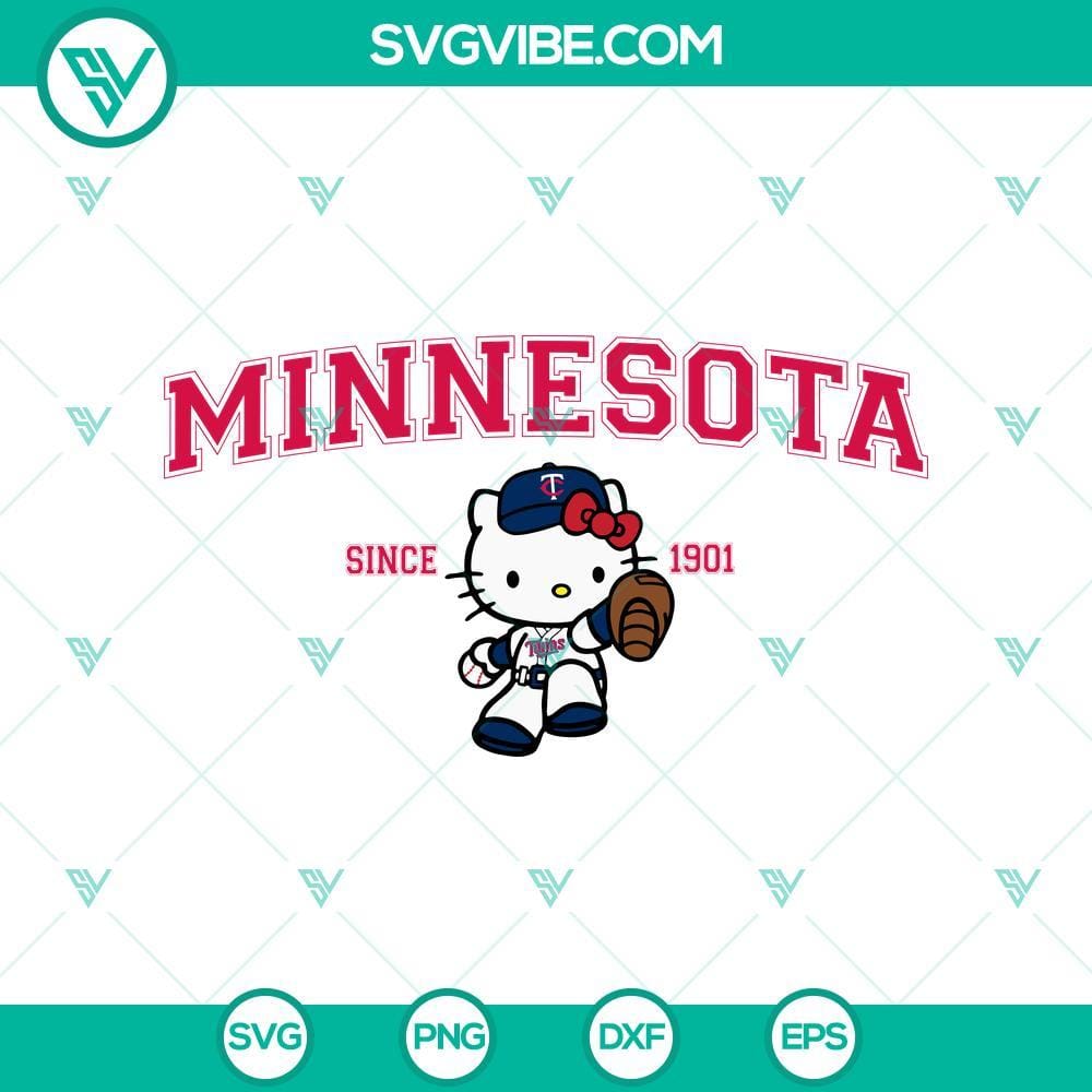 Hello Kitty x MLB Minnesota Twins Vector Files SVG PNG DXF EPS Hello Kitty MLB Minnesota Twins logo design files for SVG PNG DXF EPS formats, perfect for crafting and fan merchandise creation.