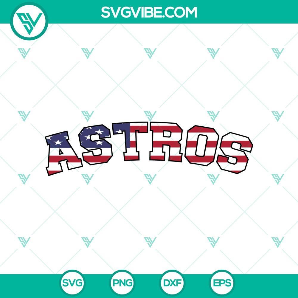 Houston Astros American Flag SVG, July 4th Astros SVG Houston Astros American Flag SVG with July 4th theme for patriotic Astros baseball fans. Perfect for Independence Day celebration.