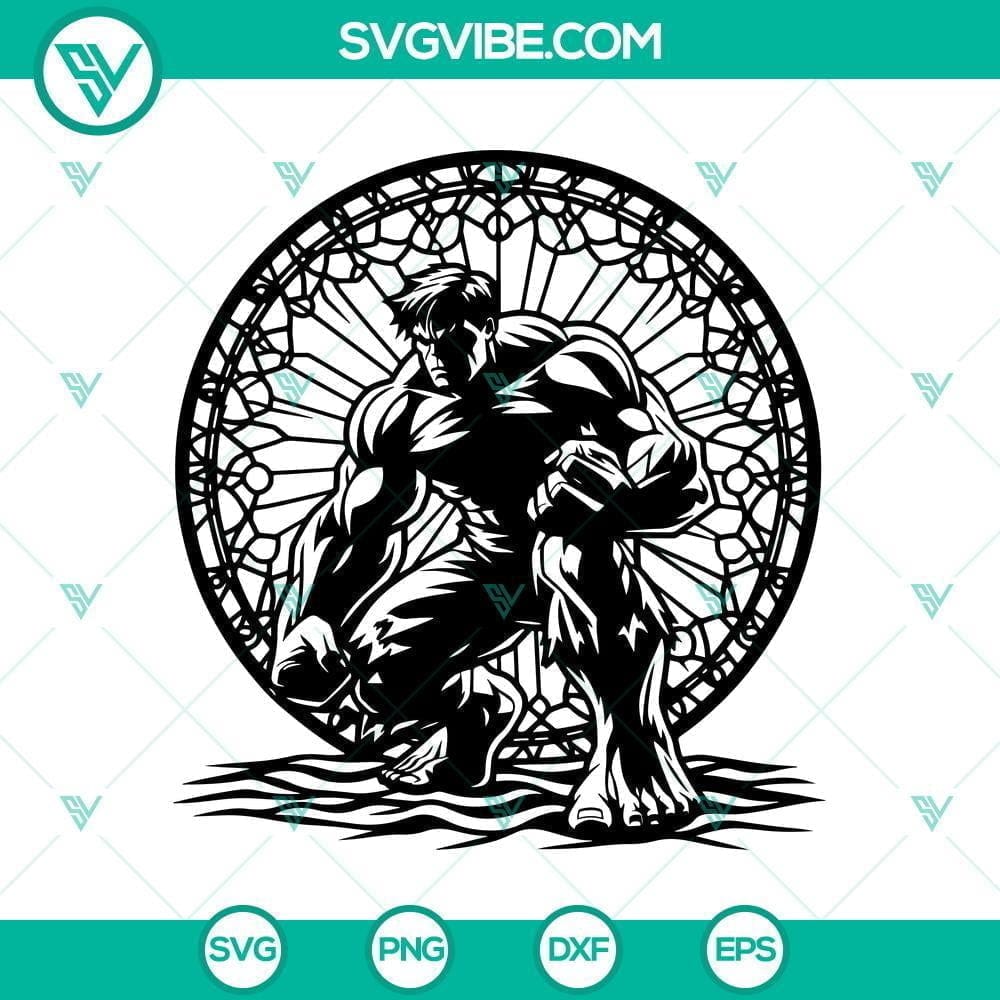 Hulk Illustration, Mandala & Stained Glass Style SVG Files Intricate Hulk illustration in Mandala & Stained Glass Style SVG files for digital crafting.