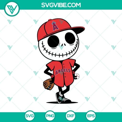 Jack Skellington LA Angels baseball and Halloween themed SVG and PNG design for fans.
