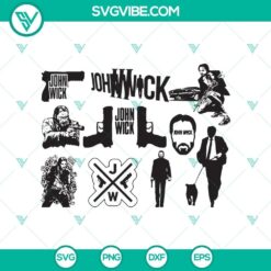 John Wick SVG collection, sleek vector silhouettes & clipart bundle for digital designs and crafts.