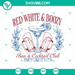 Red, white & boozy July 4th beer and cocktail SVG design for Independence Day celebration.