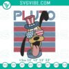 Patriotic Pluto in sunglasses & USA flag embroidery pattern digital file for July 4th, Disney-inspired design.
