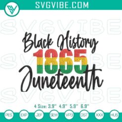 Juneteenth 1865 historical celebration embroidery design file for Black History events.