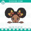 Juneteenth afro girl peekaboo embroidery file, black history celebration pattern for digital downloads.