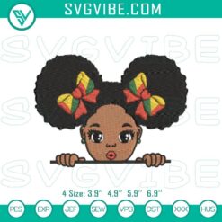 Juneteenth afro girl peekaboo embroidery file, black history celebration pattern for digital downloads.