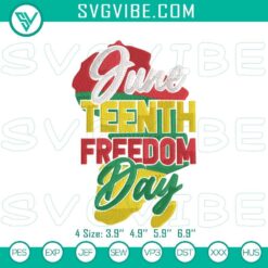 Juneteenth celebration embroidery pattern machine file for cultural heritage crafts.