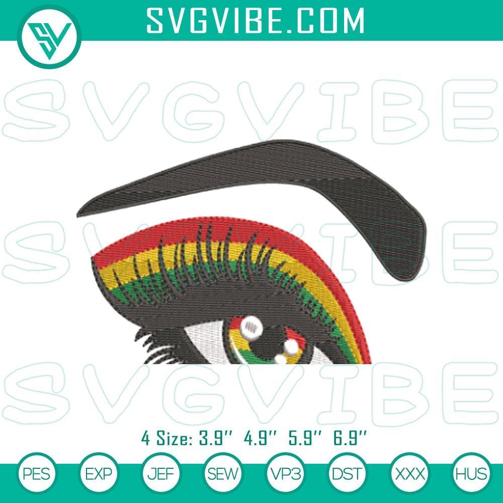 Juneteenth Eye Embroidery Pattern for Eyelashes Juneteenth eyelash embroidery pattern design machine file, ethnic African American celebration theme, digital artwork for DIY crafts.